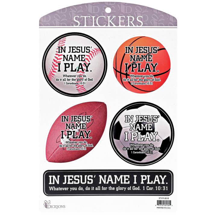 Sticker Sports In Jesus Name I Play for wholesale by Dicksons