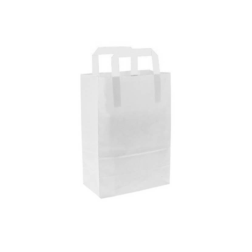 PUNTOQPACK - Wholesale Gift Bag - Small White Paper Bag With Flat Handle (20+10X28Cm)0