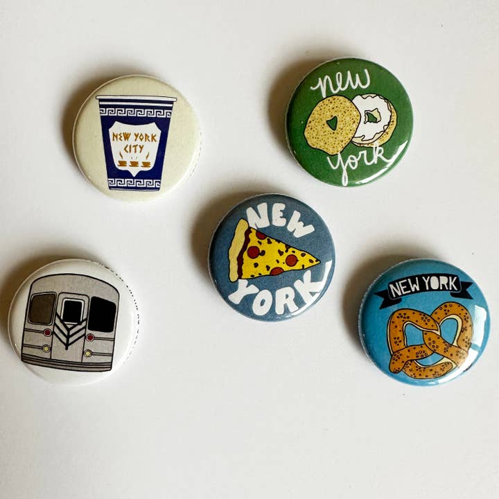 Made by Nilina - Wholesale Lapel Pin/Button - New York City 1-inch Buttons - NY NYC Souvenir Assorted