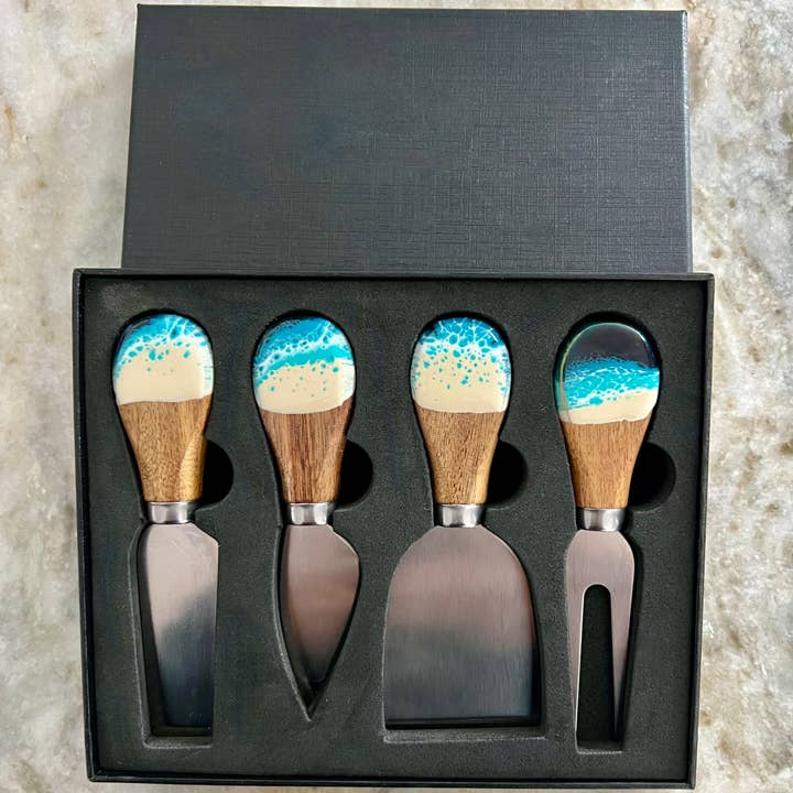 Nikita Fine Art LLC - Wholesale Cheese Spreader - Cheese Utensil Set of 4 with black box with Acacia Wood0