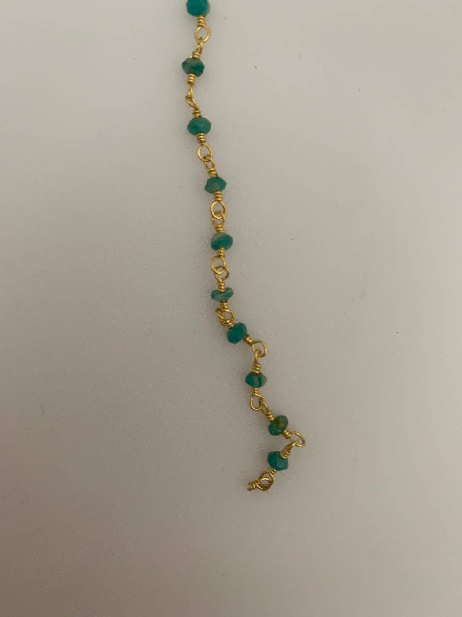 Purity Beads - Wholesale Beaded/Pearl Necklace - Amazonite Gold Plated Rosary Beaded Chain, Gemstone Chain, Natural Gemstone chain, Anti-Tarnish Finished chain. 1 Foot.2