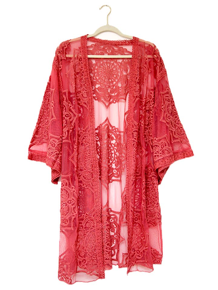 Lace Robe Coral for wholesale by Elizabeth Gillett