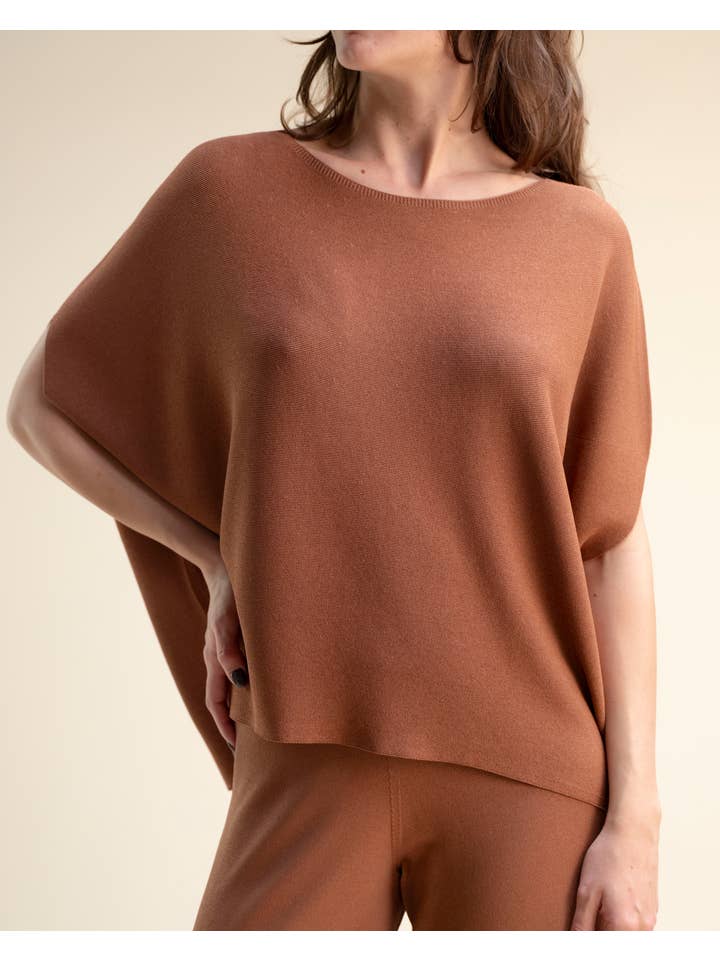 Lèmme - Venta al por mayor Jersey corto de punto - Mujer - Poncho Kimono sin Mangas en Mezcla de Viscosa – Tejido 3D