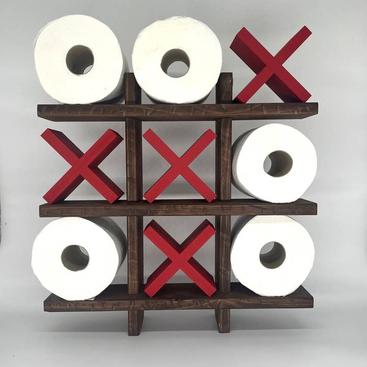 Rustik badrullhållare | Tic Tac Toe toalettpappershållare för wholesale av Winding Hills Designs
