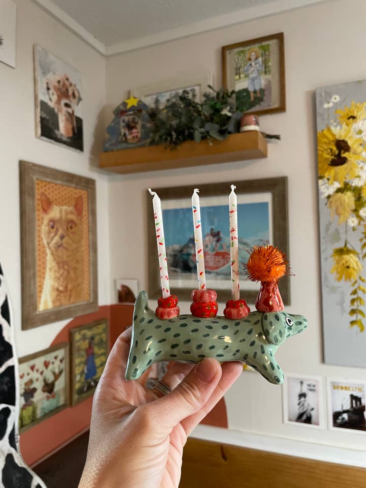 Single or Triple PARTY Dog Candle Holder for wholesale by By Bianca Rae