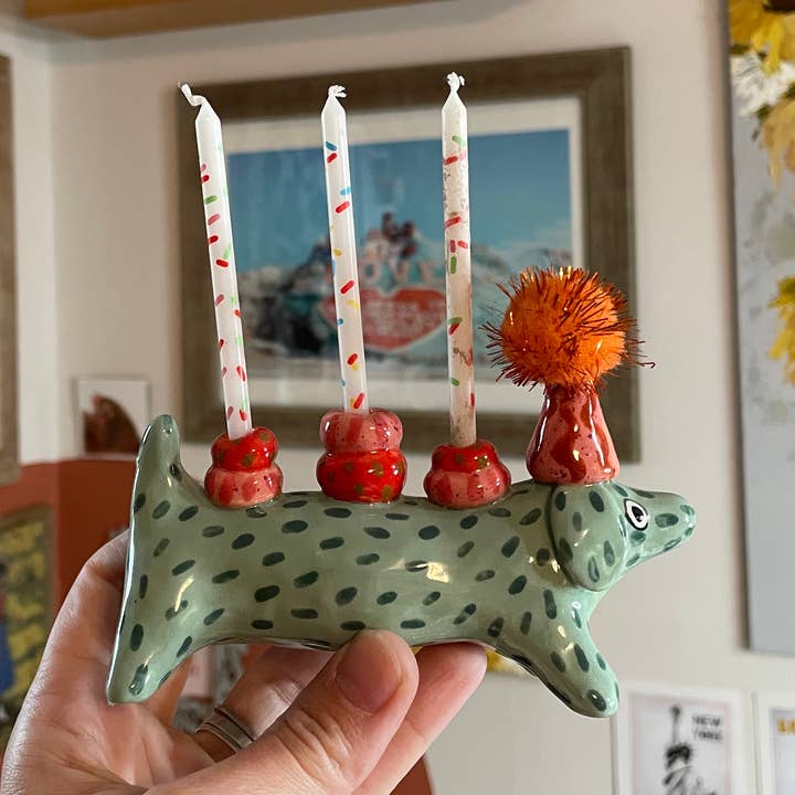 By Bianca Rae - Wholesale Candle Holder - Single or Triple PARTY Dog Candle Holder 1