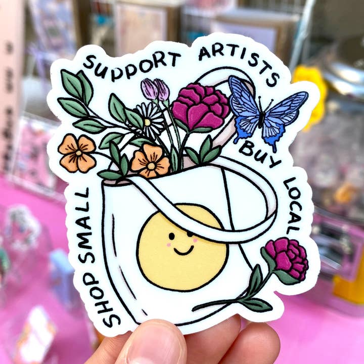 Autocollant découpé « Support Small & Local » pour la vente par Afroditi's Art