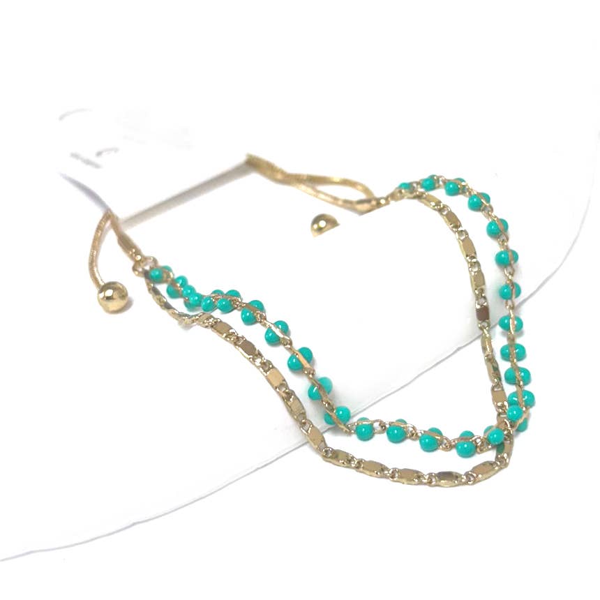 StarryNYC - Vente Bracelets maillon et chaîne - Bracelet ajustable à 2 lignes avec chaîne en époxy et chaîne délicate5