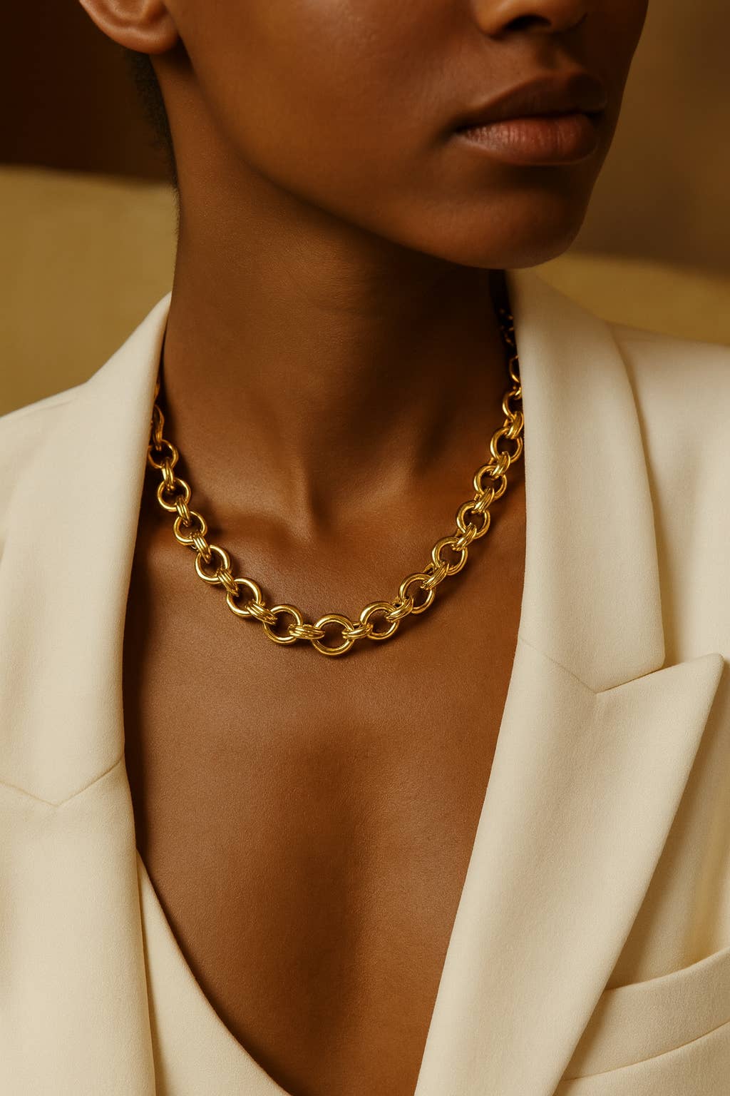 Gold Lunar – wholesale Link & chain necklace – Round Link Chain Necklace 18k Gold Plated Modern