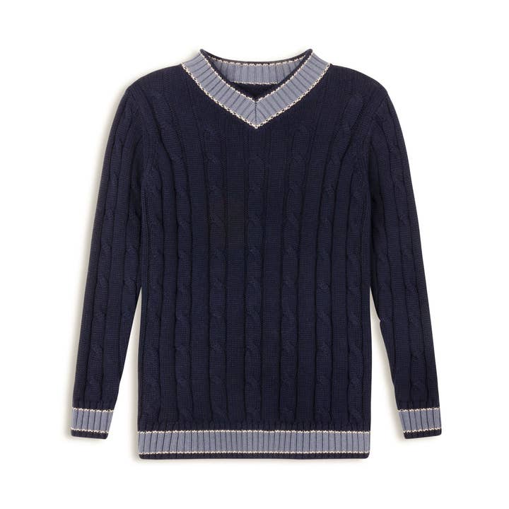 Colección de Niños de Punto de Cable - Azul Marino/azul - WS para venta al por mayor de Ely’s & Co.