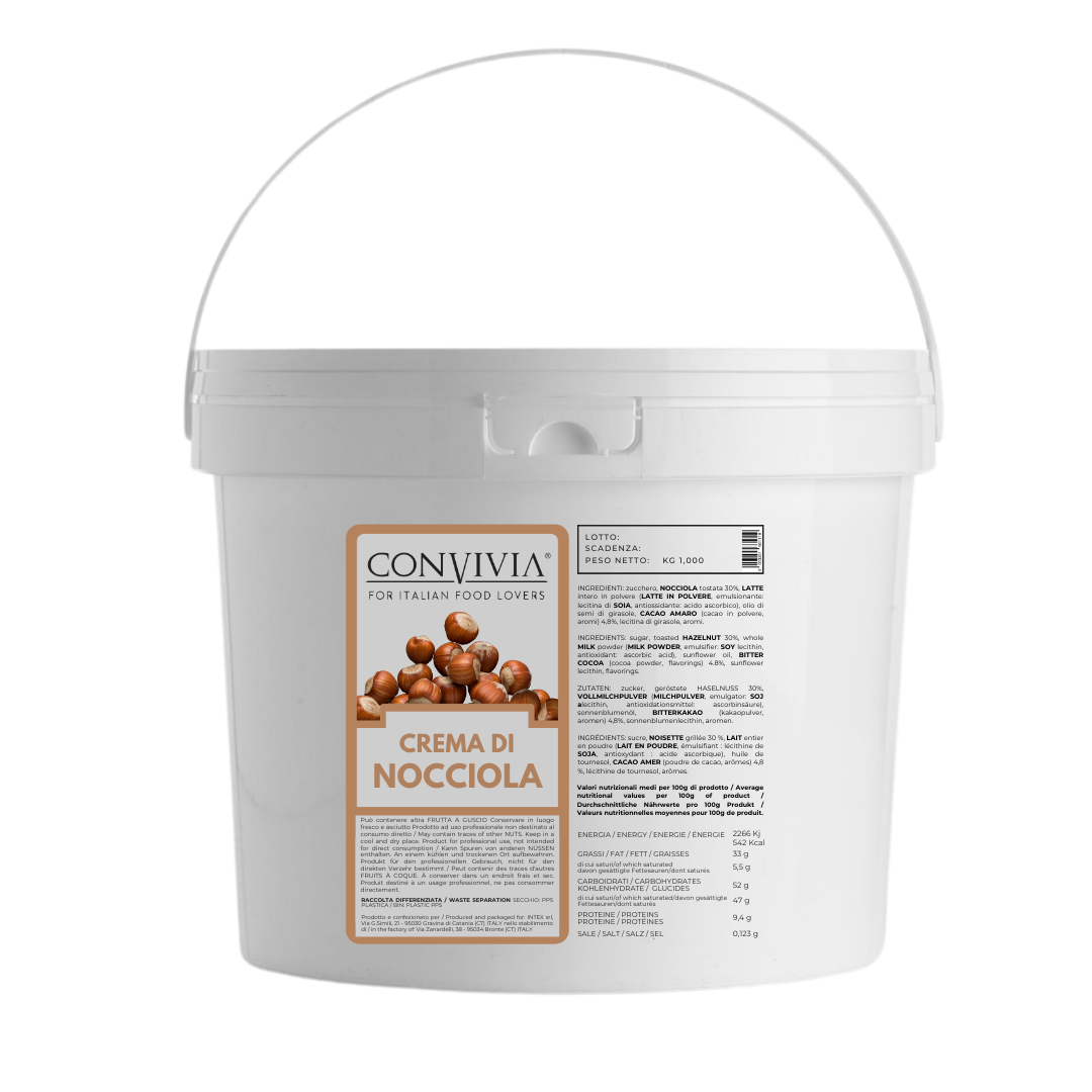 CONVIVIA for italian food lovers - Wholesale Notenboter - Hazelnootcrème 30% en cacao 1kg0