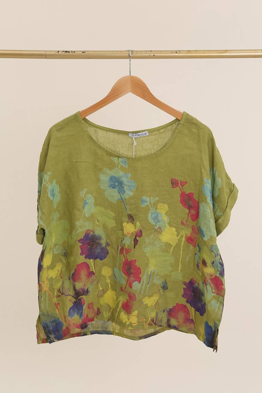 la maison des fibres naturelles – wholesale T-shirt – women's – Round neck printed linen T-shirt 23310 100% LINEN26