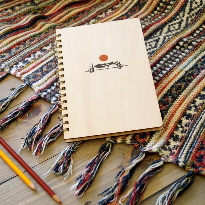 Mountain Sunrise Wood Spiral Journal Notitieboek voor wholesale door Denik