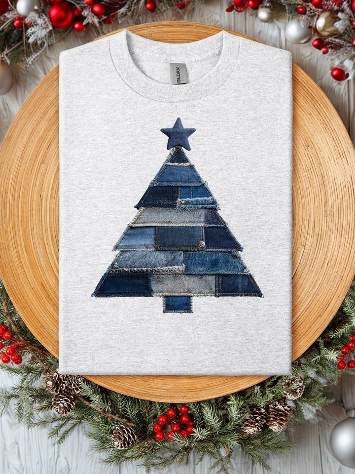 Forty One Threads Wholesale - Wholesale Graphic Sweatshirt - Women's - Denim Tree on Sweatshirt1