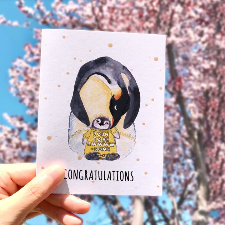 Liyana Studio - Venta al por mayor Tarjetas de bebé - Born To Be Awsome - Tarjeta nueva y divertida para baby shower2