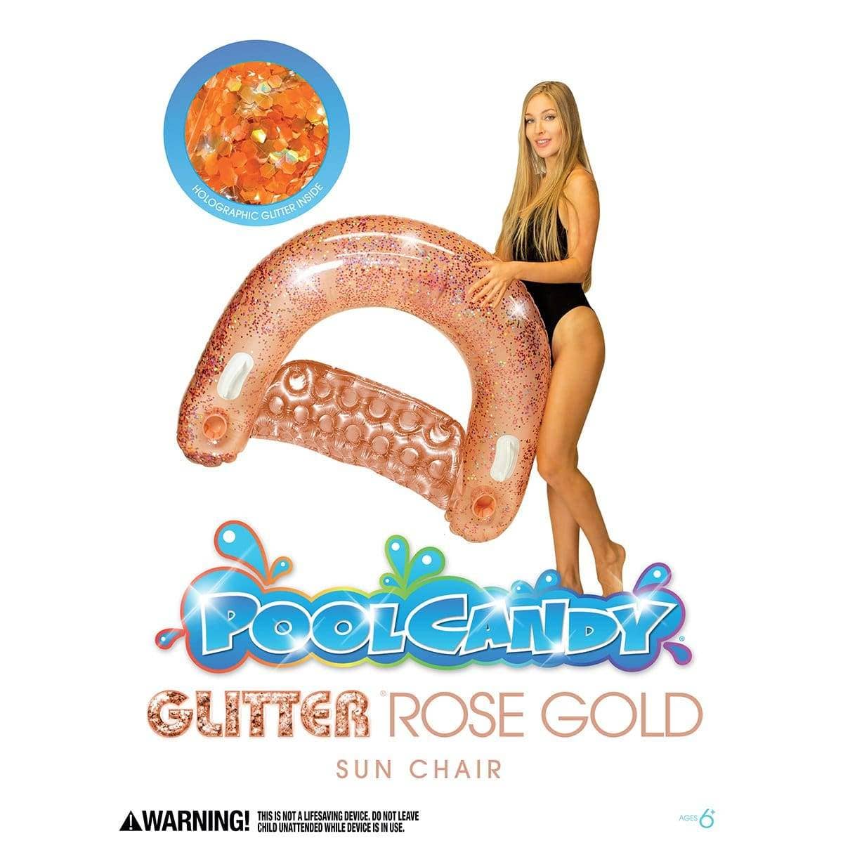 PoolCandy - Vente Jeu gonflable - Chaise de soleil gonflable Rose Gold Glitter Jumbo Size PoolCandy7
