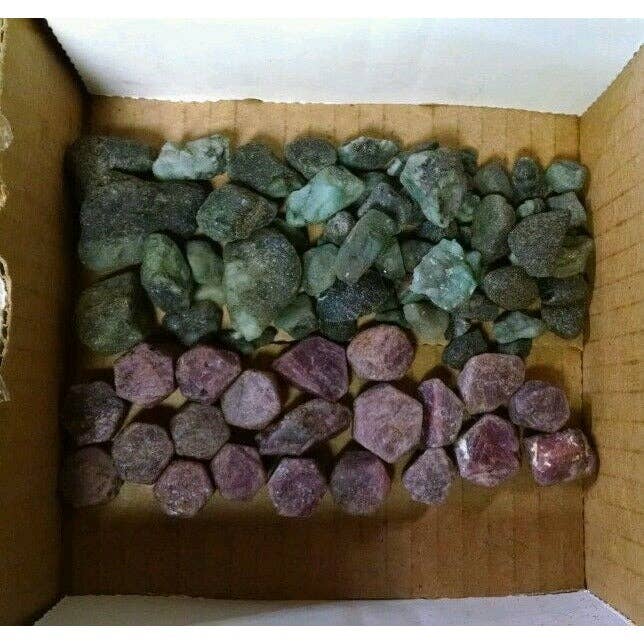 Tree of Life Gems - Wholesale Spiritual Stone/Crystal - Natural Rough Ruby - Emerald Mix (1 lb.)