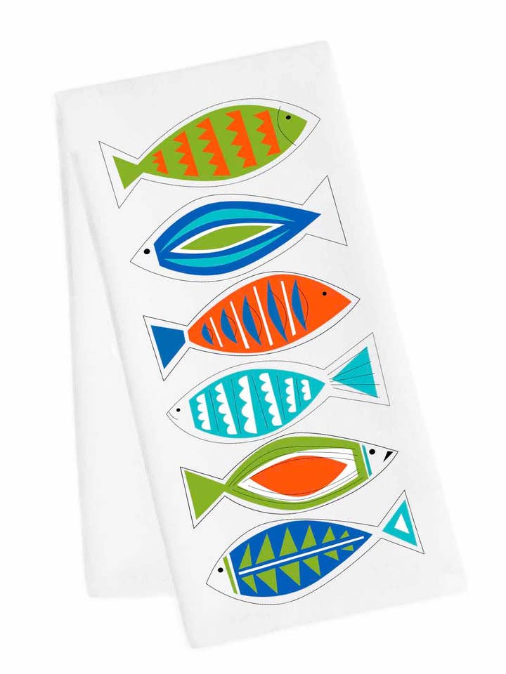 Theedoek Six Fish voor wholesale door M Design Studio Gifts