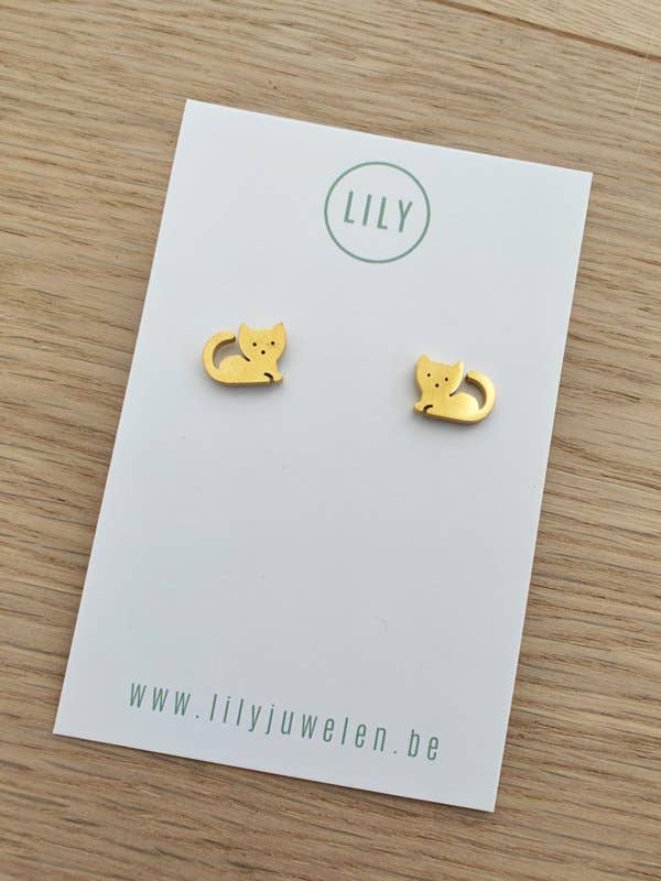 Brincos de gato em aço cirúrgico por atacado de Lily