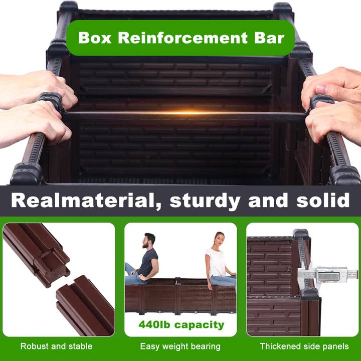 39F Inc. - Wholesale Planter Box - 31.5"x31.5"x19.6" Raised Garden Bed - Black & Brown6