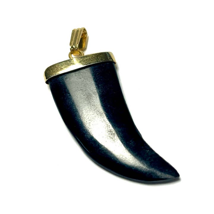 Vintage 1970s Black Onyx Horn Italian Lucky Charm Pendant for wholesale by Whitestone Jewelry Co.