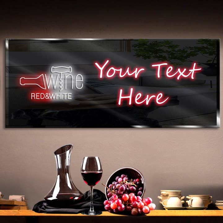 Personalized Red and White Wine Neon Sign 600mm X 250mm for wholesale by Mad About Neon