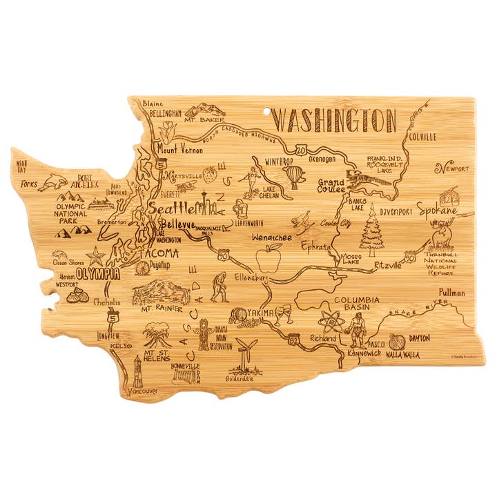 Totally Bamboo - Wholesale Cheese Board - Destination Washington Cutting Board with Engraved Artwork