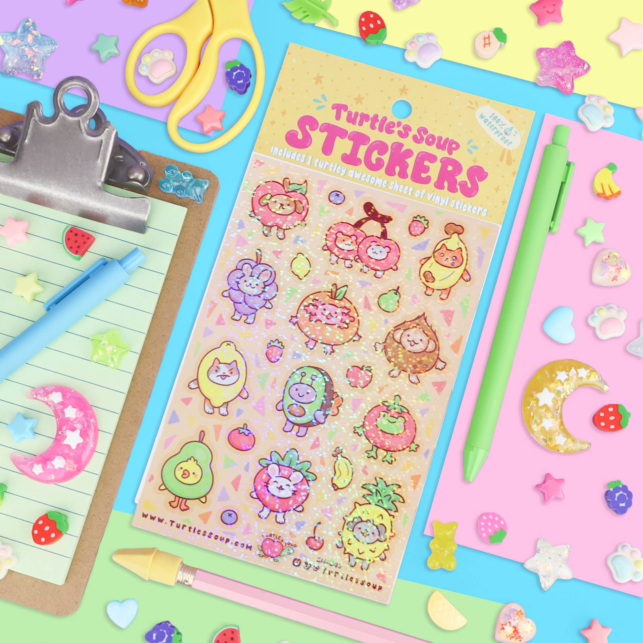 Turtle's Soup - Wholesale Wall Decal/Stickers - Fruit Friends | Animals | Funny | Cute | Sticker Sheet4