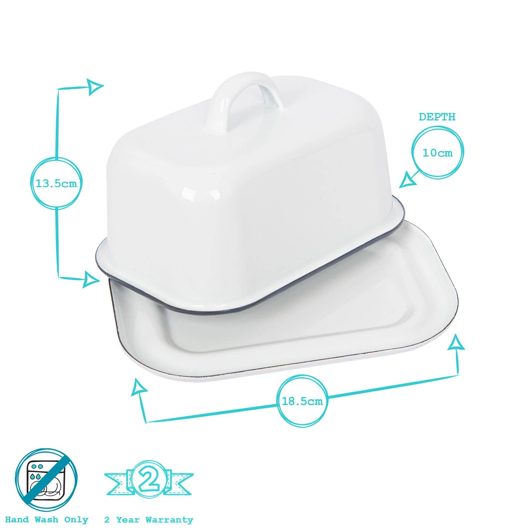 Rinkit Ltd - Wholesale Butter Dish - 18.5cm x 10cm White Enamel Butter Dish - By Argon Tableware9