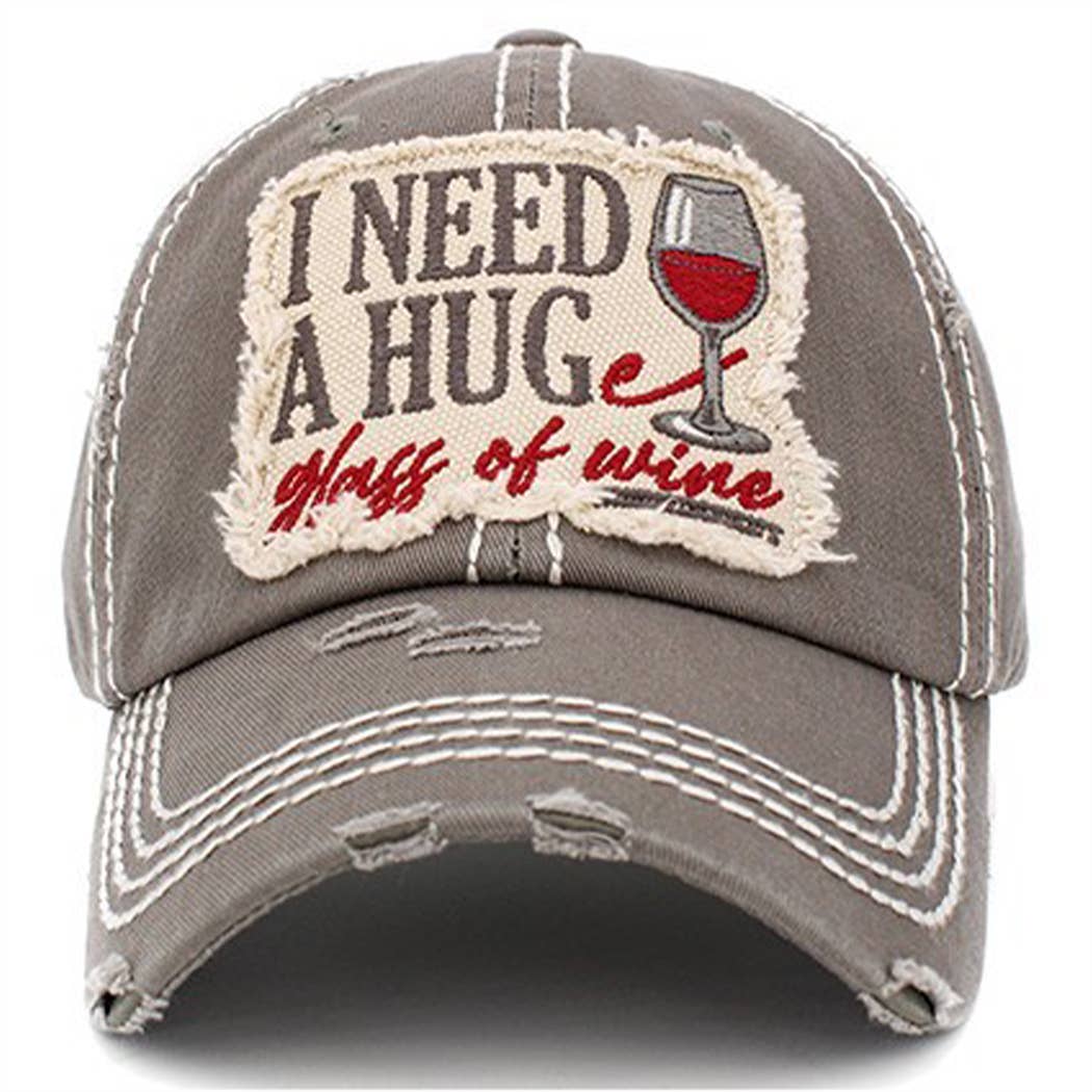 Your Fashion Wholesale - Wholesale Baseball Cap - Women's - I Need a HUGe Glass of Wine2