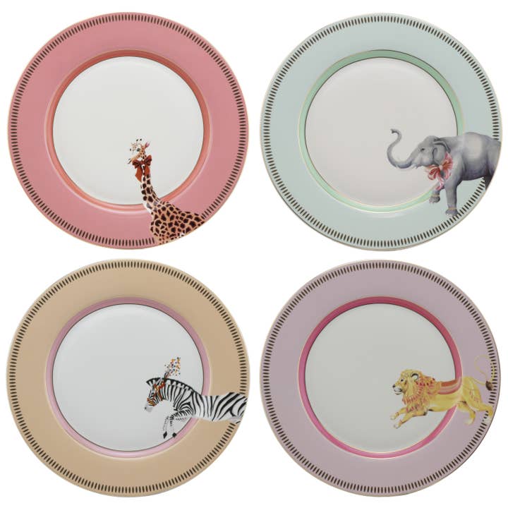 YE - Set of 4 plates 26.5cm Animal - Animal Magic for wholesale by Yvonne Ellen