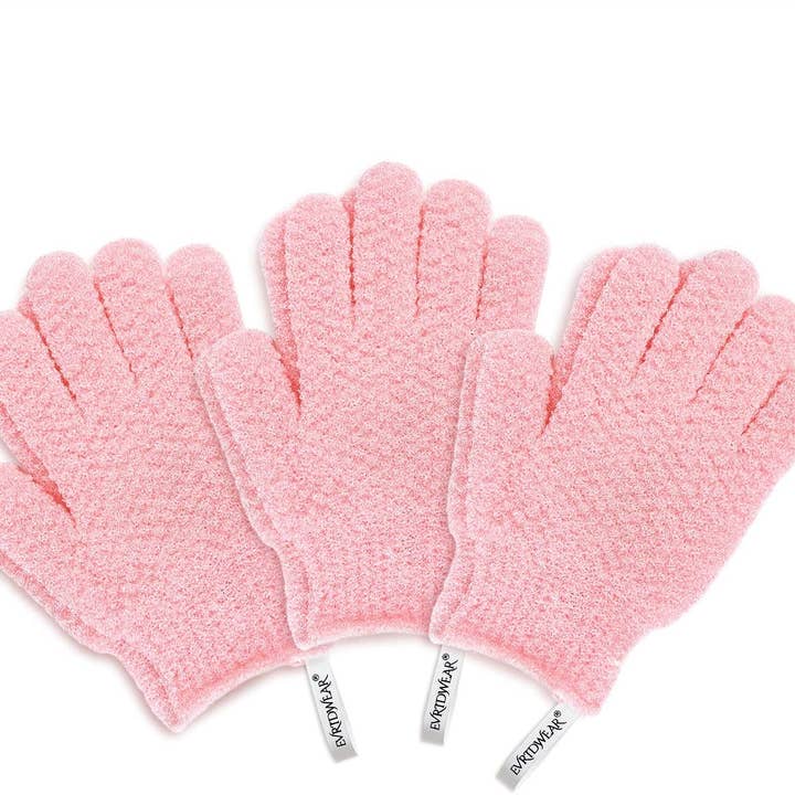 EvridWear - Wholesale Exfoliating Gloves/Mitts - Evridwear Exfoliating Bath Gloves for Shower Spa, Full Finger, Pink Series10