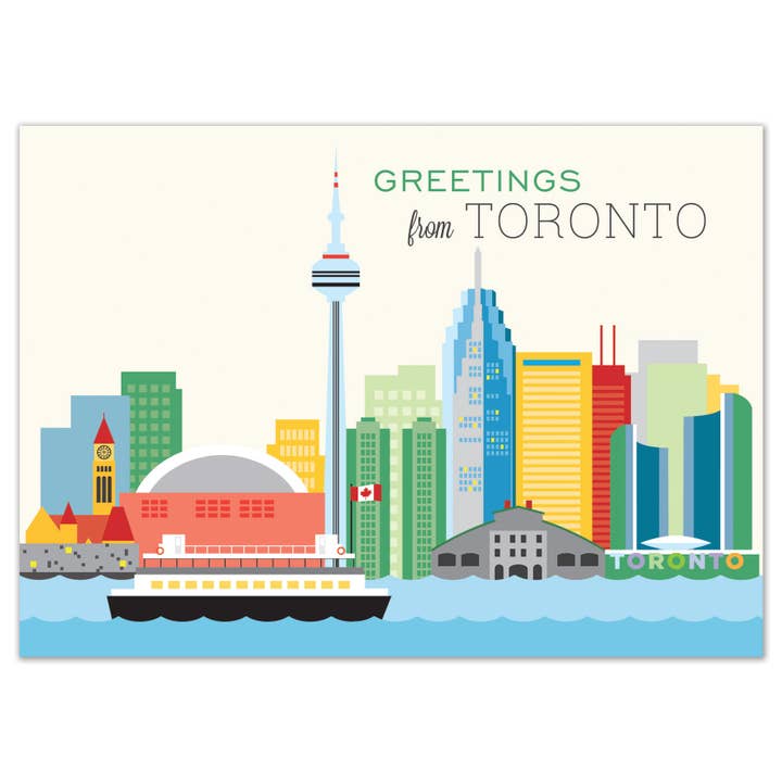 Greetings from Toronto Skyline Postcard for wholesale by THE FOUND