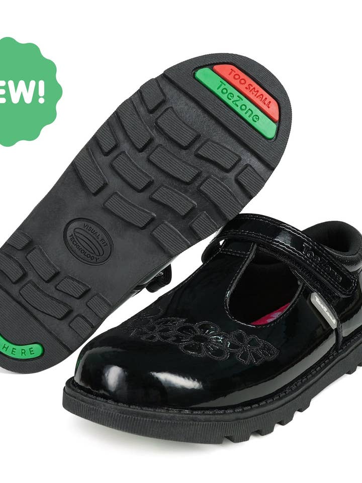 FLO - Chaussures scolaires Patent Flower pour la vente par ToeZone