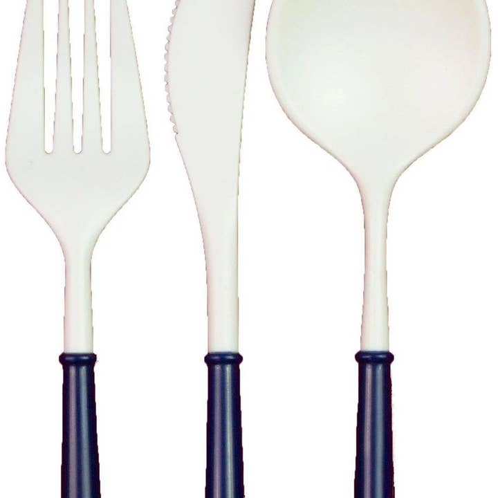 Navy Bella, posate in plastica assortite, 24 pezzi, servizio per 8 per la vendita all'ingrosso da parte di Sophistiplate