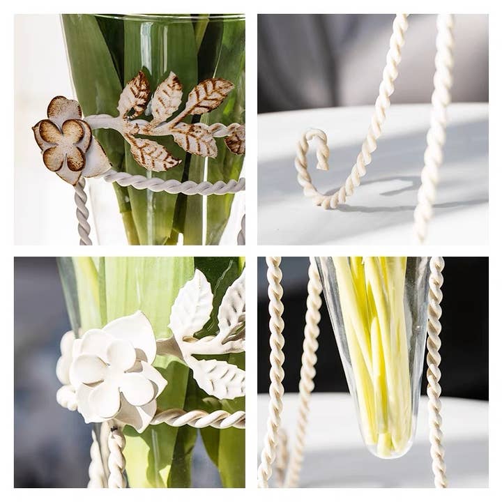 Vagabond Vintage - Wholesale Vase - Glass Flower Vase with Metal Stand2