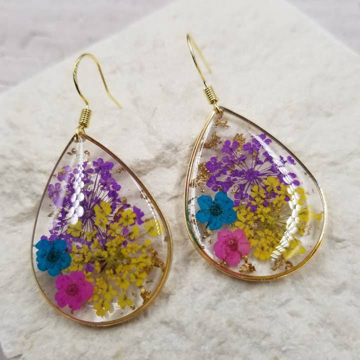 Holiday Gorgeous Flower Drop Earrings for wholesale by Treasure Wholesale