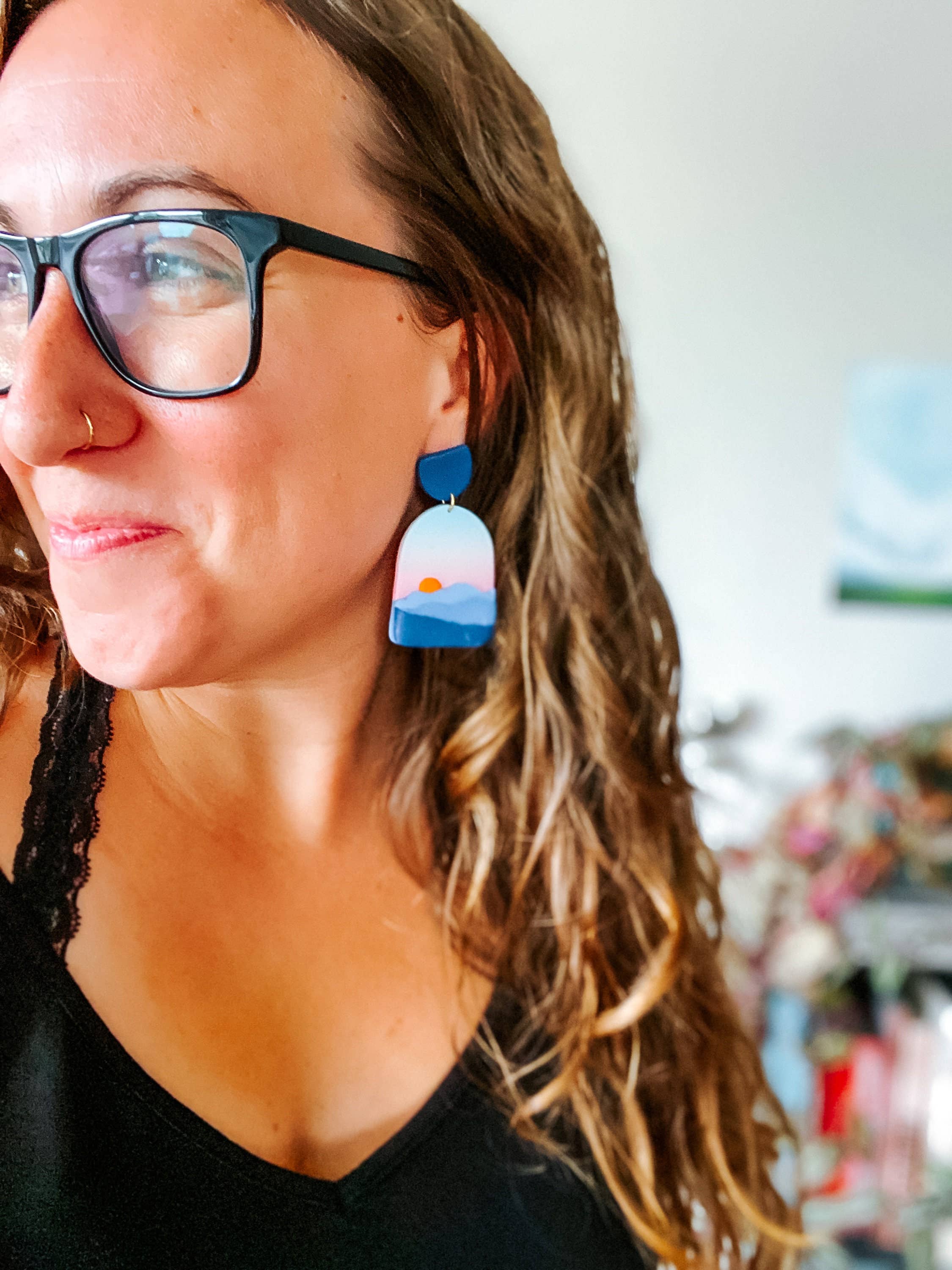 Lauren Likes Art - Wholesale Dangle Earrings - Blue Ridge Mountain Earrings, Virginia Accessory, North Carolina, Travel Outfit, National Park Gift, Appalachian Adventure, Smokey Mountain8