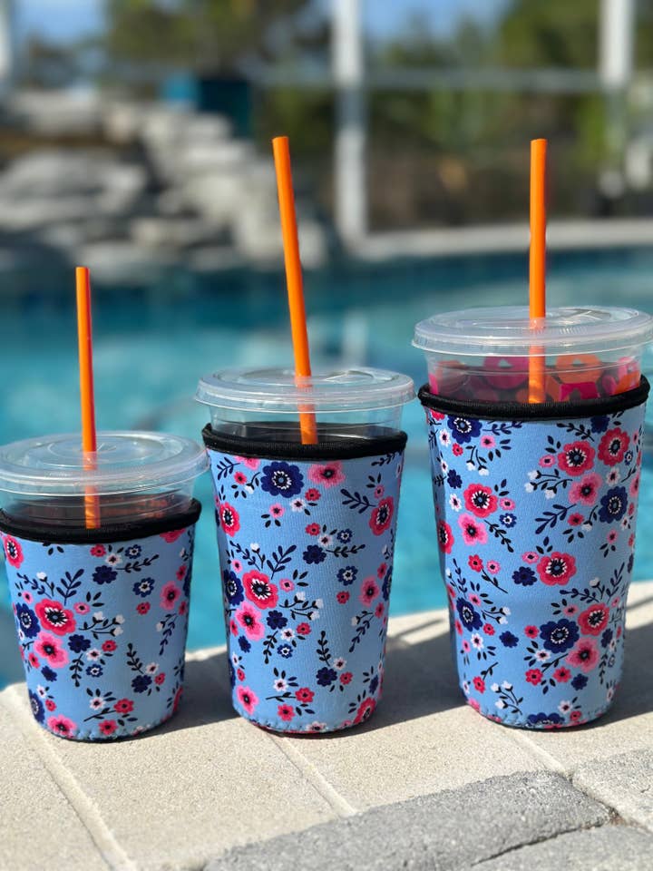 Cold Coffee Holder "Blue Floral" for wholesale by Harris Girls & Co.