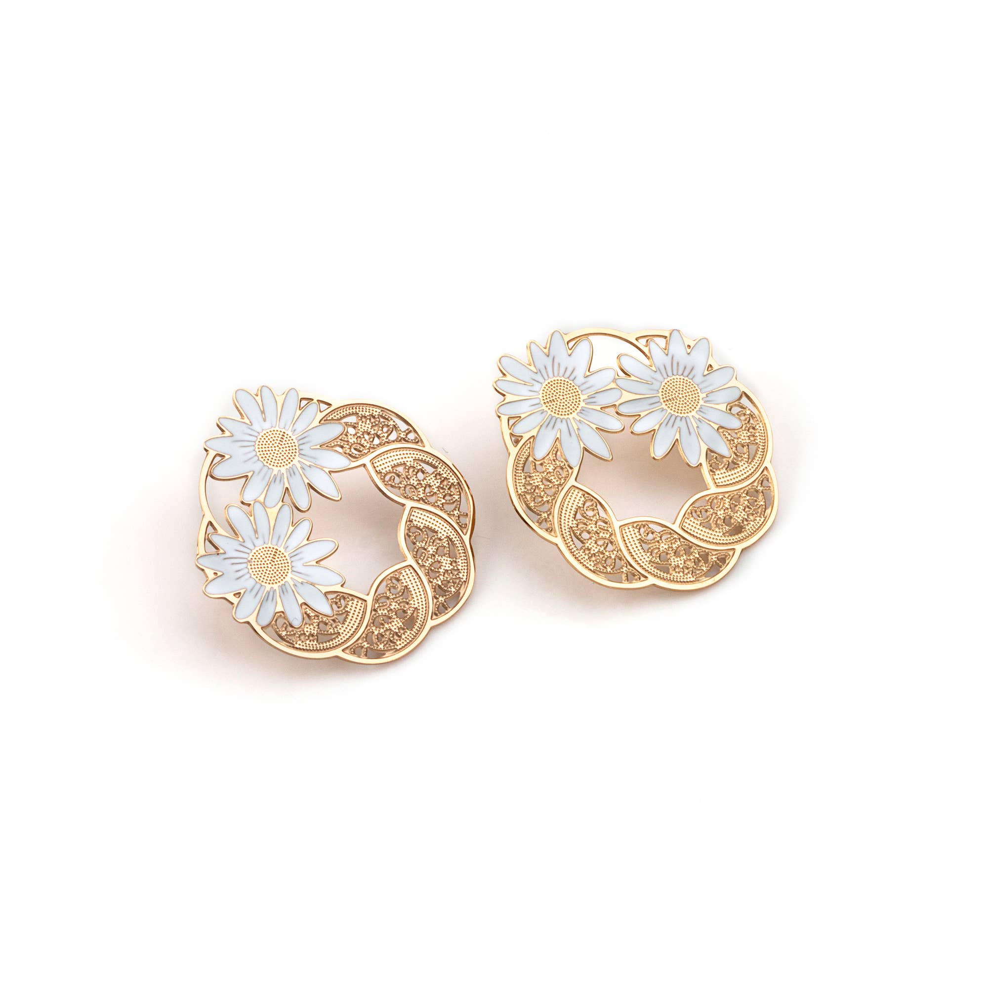 Shebiju - Wholesale Hoop Earrings - Daisy Flower Earring Steel GKE230627040