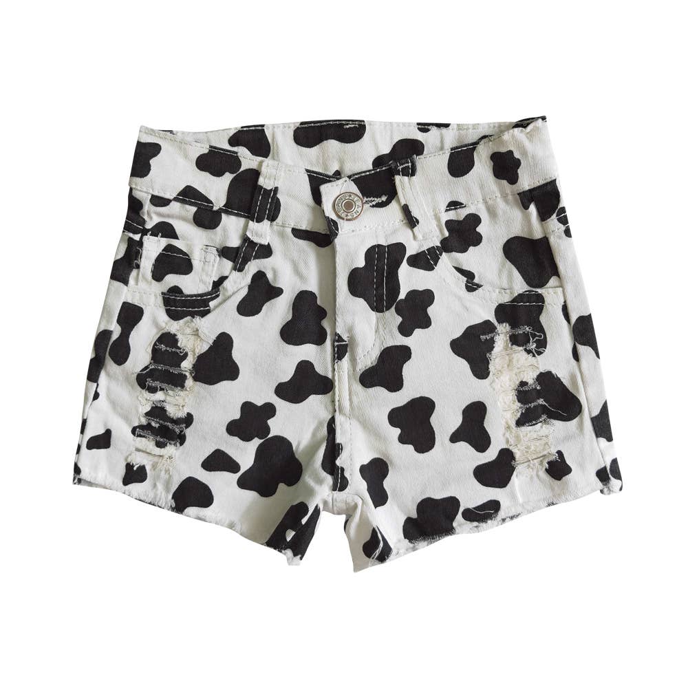 Aier Wholesale - Wholesale Shorts - Kids - Baby Girls cow print summer denim shorts6