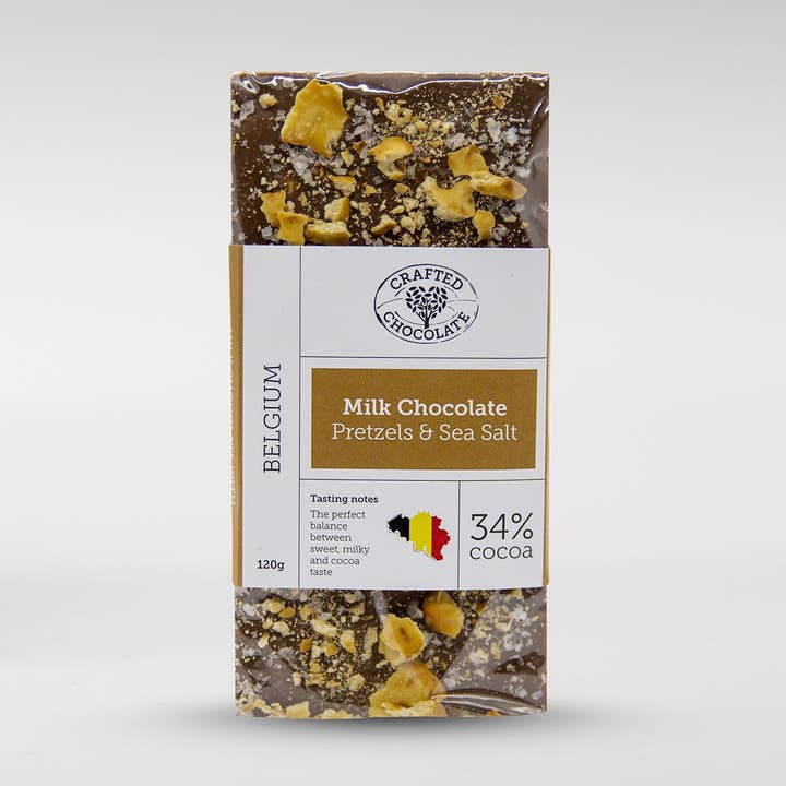 Milk Chocolate Pretzels & Sea Salt Bar for wholesale by The Chocolate Cafe