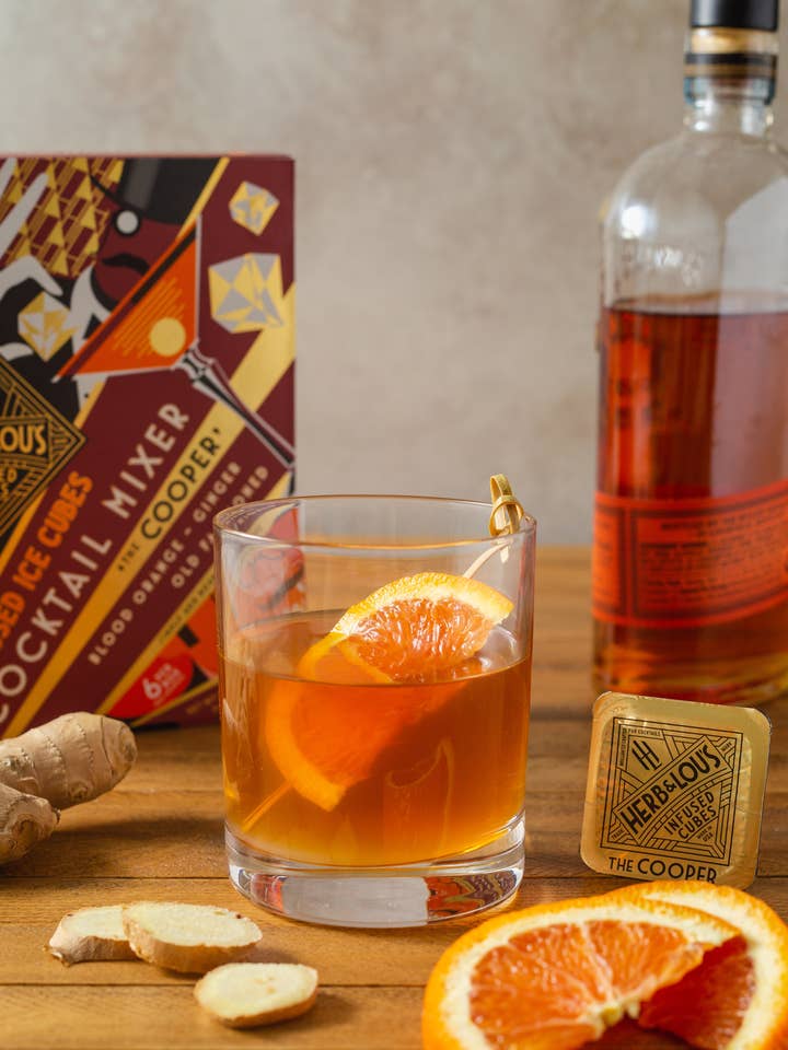 Blood Orange Old Fashioned Cocktail Mixer Cubes- 6-Cube Pack for wholesale by Herb & Lou's