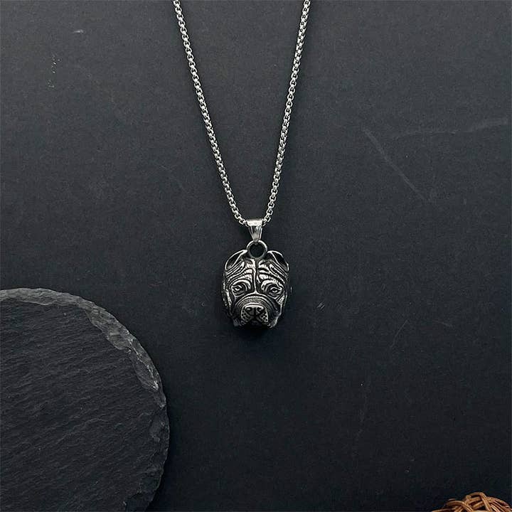 GemMeet - Wholesale Pendant/Charm Necklace - DIY Shar Pei Stainless Steel Pet Necklace 1