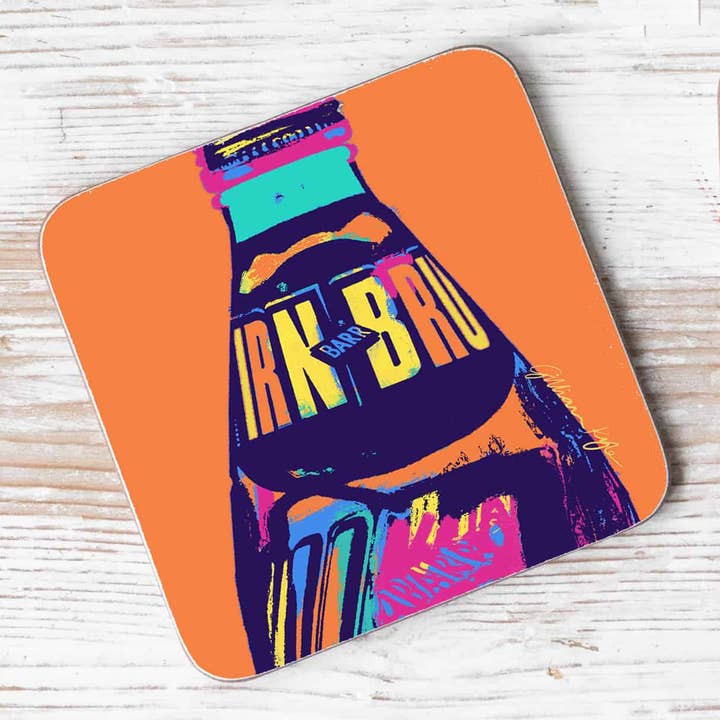 IRN-BRU Individual Coaster - Orange for wholesale by Gillian Kyle