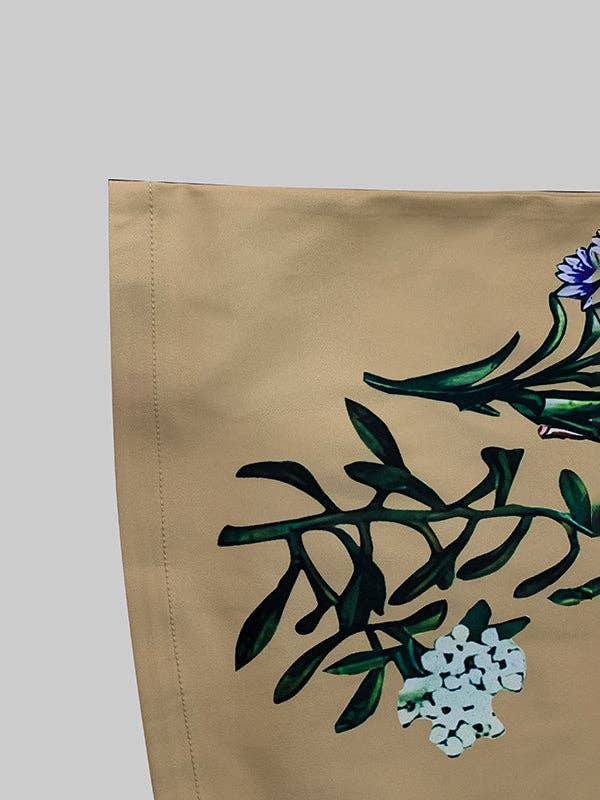 KHAKI Højtaljede løse bukser med blomsterprint og lommer for engroshandel på Faire13