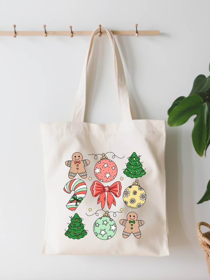 Christmas Ornaments Canvas Tote Bag for wholesale by EnchantingSunshine