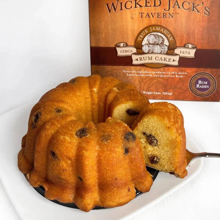 Wicked Jack's Tavern® Jamaica Rum Raisin Cake (20oz) for wholesale by Trent Allen Gourmet Coffee