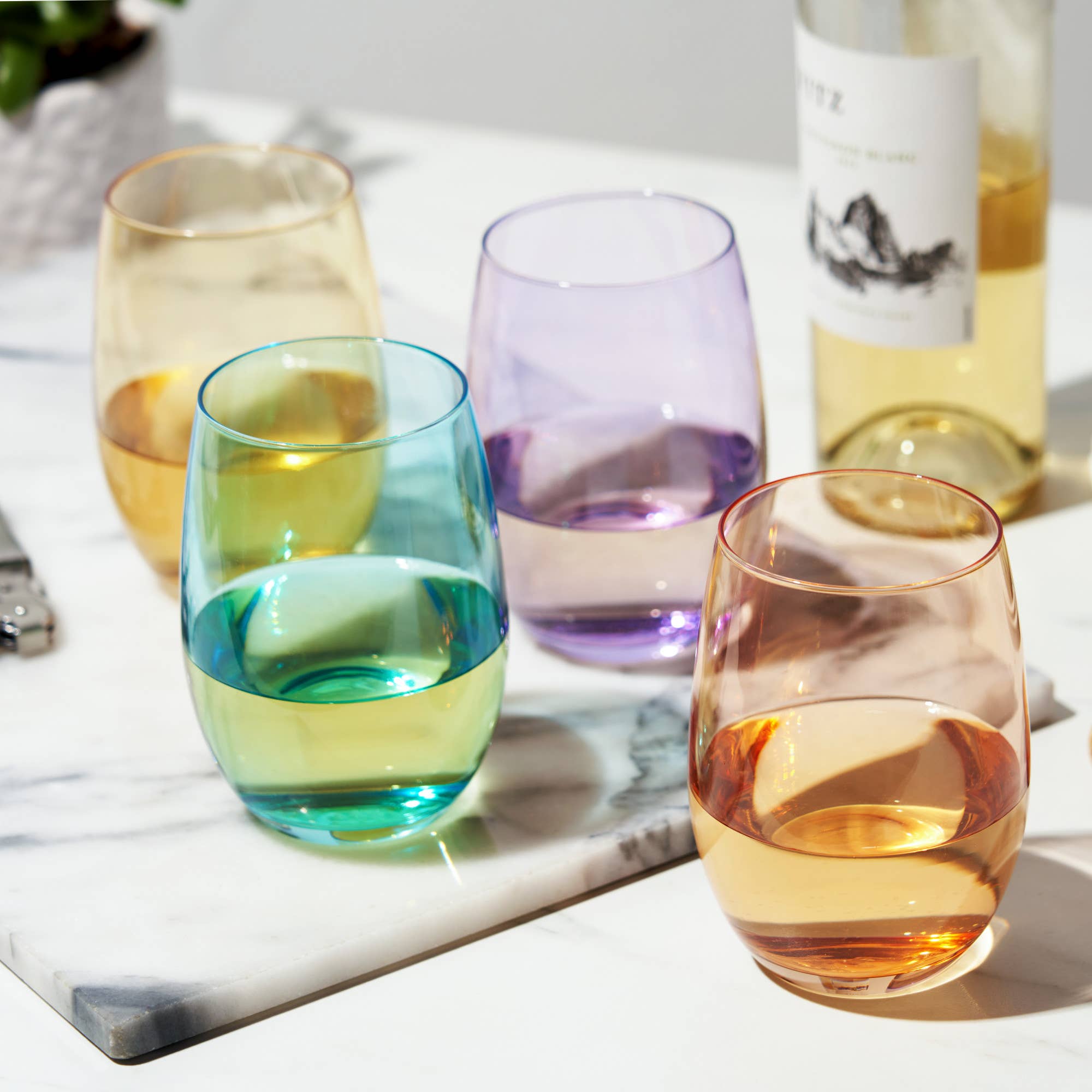 TRUE - Wholesale Wine Glass - Vino Colorful Stemless Wine Glasses Set of 4 or Set of 64