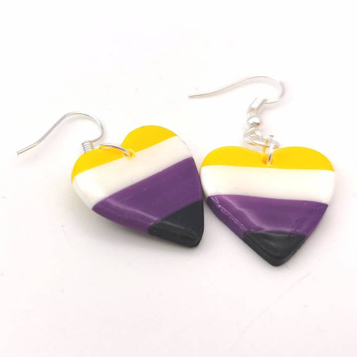KelZo Jewellery - Wholesale Dangle Earrings - Non Binary Heart Drop Earrings